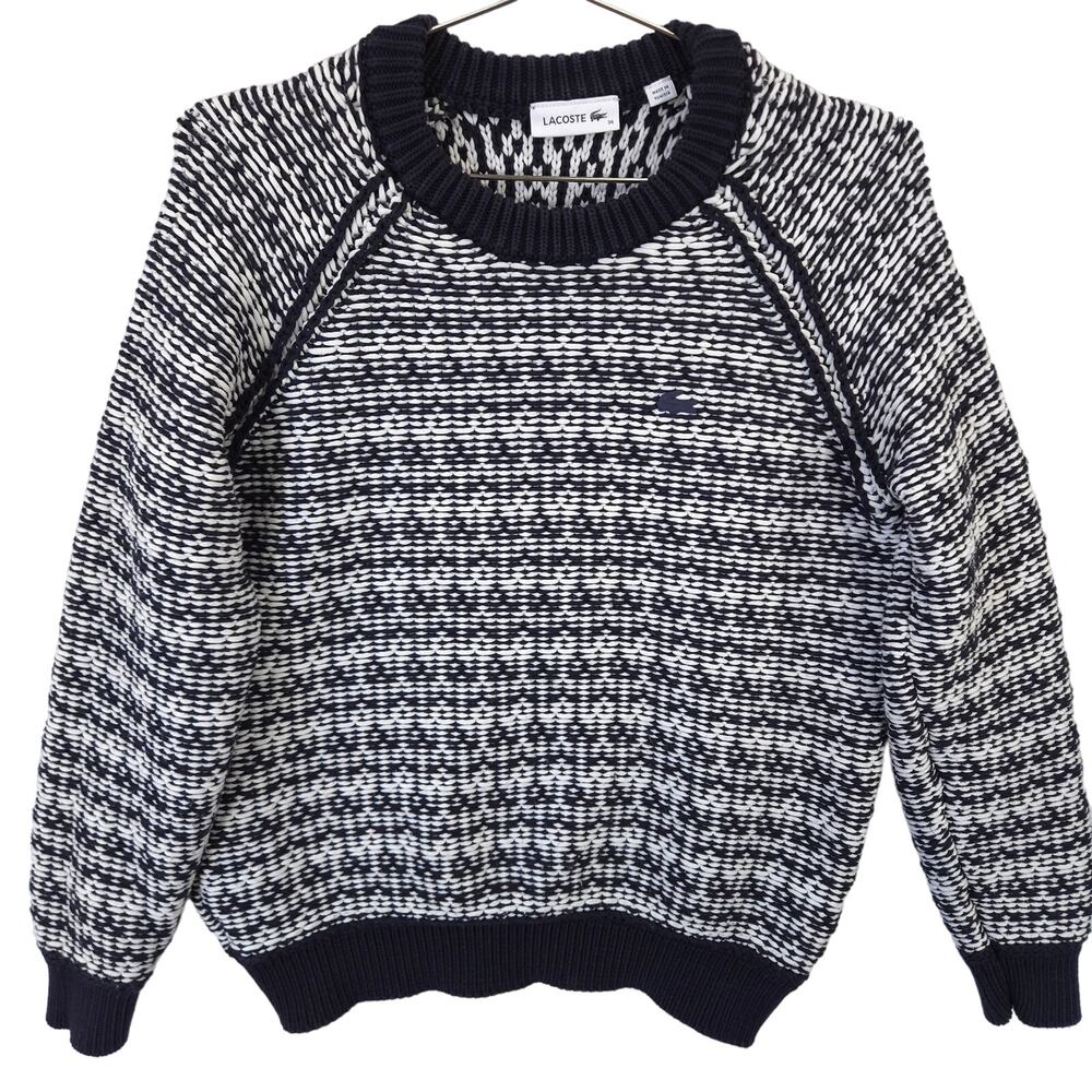 Lacoste Black and White Crew Neck Sweater